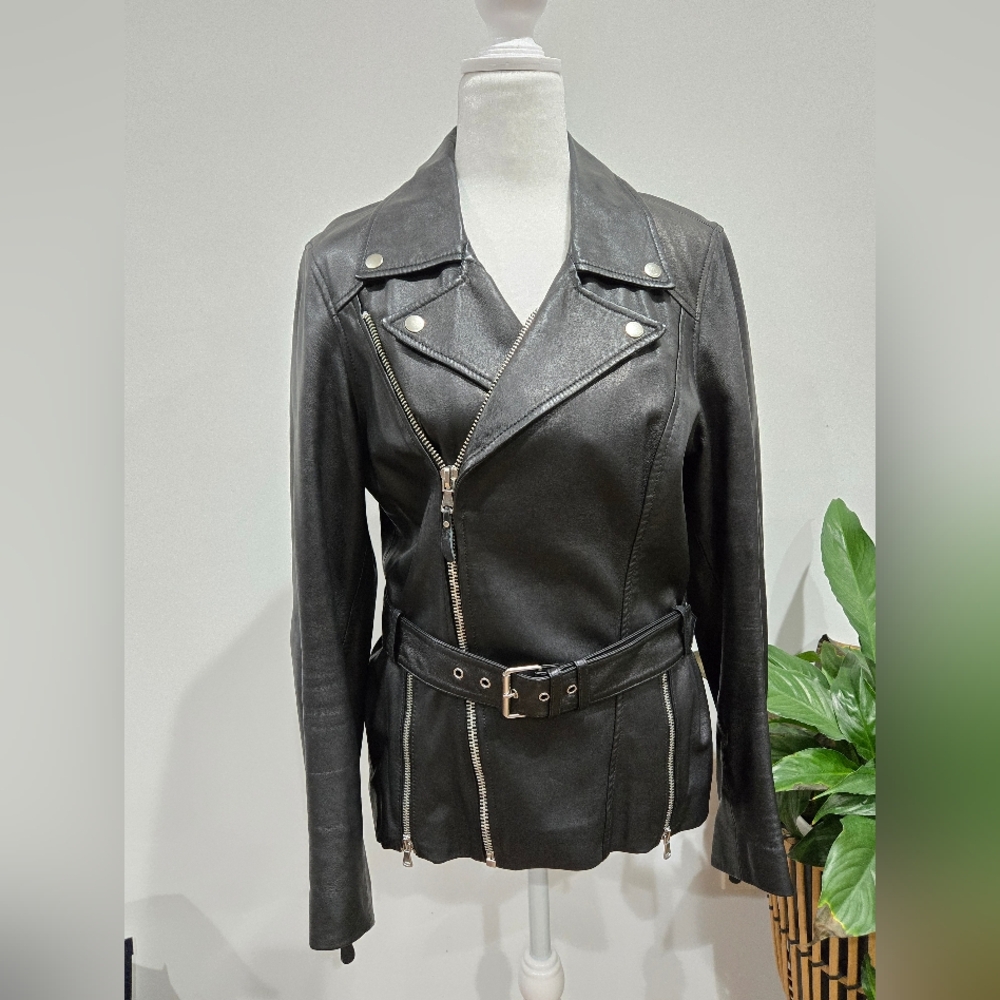 Paige Leather Moto Jacket Black sz.M